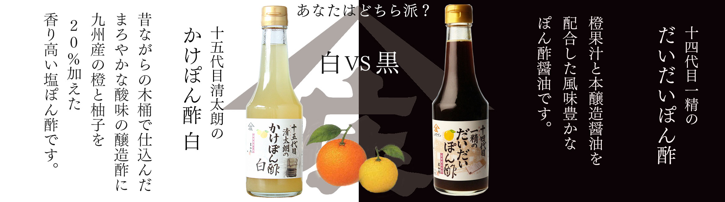 ぽん酢,だいだいぽん酢,かけぽん酢,かけぽん酢白,白ぽん酢,黒ぽん酢,橙,柚子しろぽん酢,酢,庄分酢