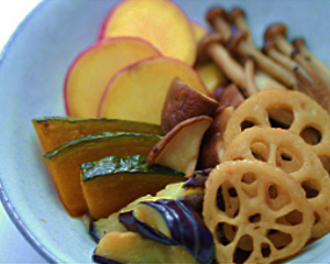 万能くろ酢たれで秋野菜の揚げびたし